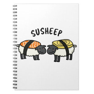 Susheep Funny Sushi Sheep Pun Notizblock
