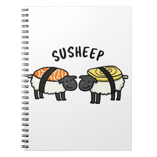 Susheep Funny Sushi Sheep Pun Notizblock (Vorderseite)