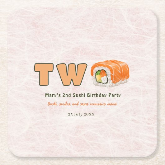  Sushi- 2nd Birthday Rechteckiger Pappuntersetzer (Vorderseite)