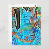 Sushi a Cat with a Fish on a Merry Go Round Postkarte (Vorne/Hinten)