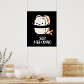 Sushi A-fish-Cionado Funny Food Fish Pun Dark BG Poster (Küche)
