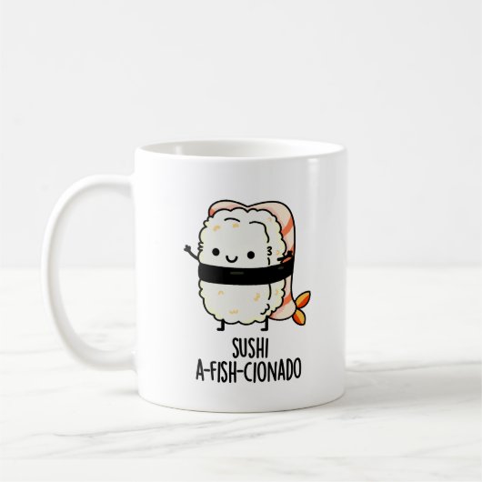 Sushi A-fish-Cionado Funny Food Fish Pun Kaffeetasse (Links)