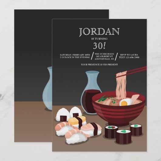 Sushi-Abendessen-Einladung Einladung (Vorne/Hinten)