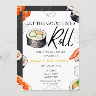 Sushi Adult Geburtstagsessen The Good Times Rolle Einladung