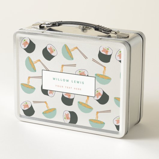 Sushi and Noodles Pattern School Metall Brotdose (Rückseite)