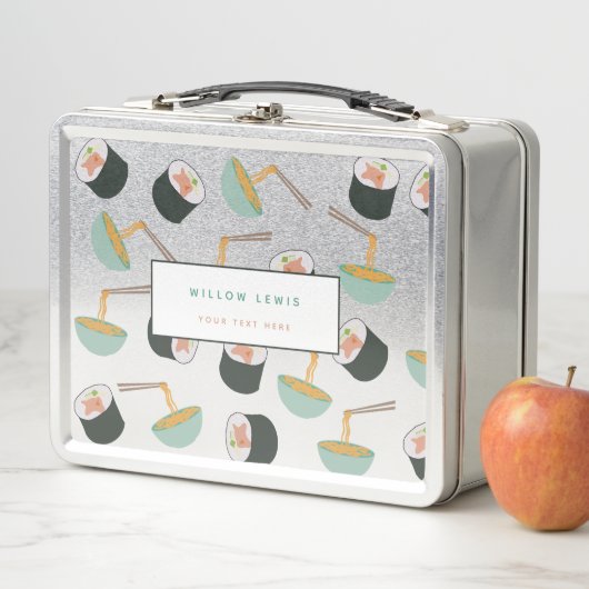 Sushi and Noodles Pattern School Metall Brotdose (Beispiel)