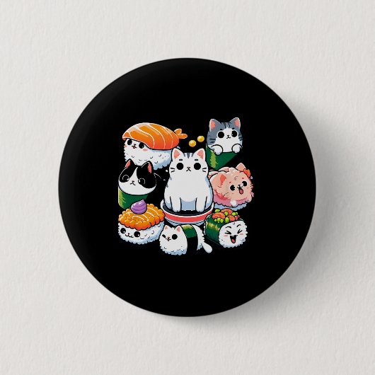 Sushi Anime Cat Sushi Lover Geschenk Button (Vorderseite)