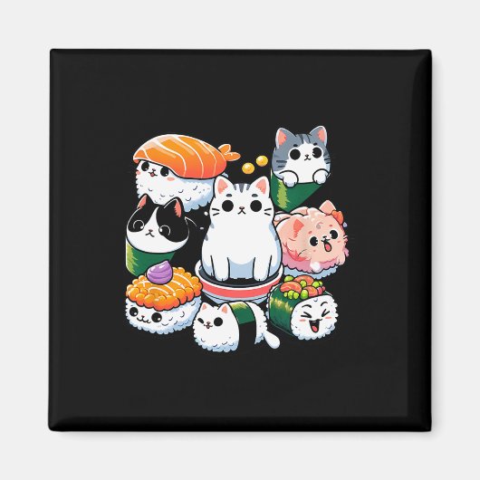 Sushi Anime Cat Sushi Lover Geschenk Magnet (Vorne)