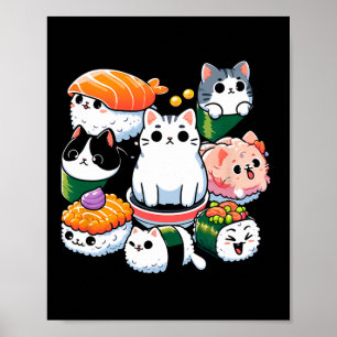 Sushi Anime Cat Sushi Lover Geschenk Poster
