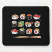 Sushi Anime Kawaii Japanese Food Lover Otaku Manga Mousepad (Vorne)