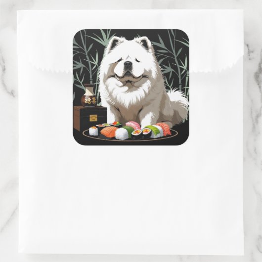 SUSHI ANYONE - Cream Chow Quadratischer Aufkleber (Tasche)