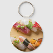 Sushi Art Keychain – Classic Nigiri on Wooden Boar Schlüsselanhänger (Rückseite)
