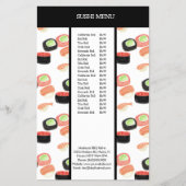 Sushi Asian Restaurant Watercolor Pattern Menu Flyer (Vorne)