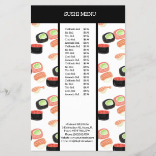 Sushi-Asiatisches-Restaurant-Watercolor-Pattern-Me Flyer