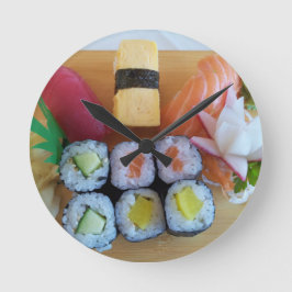Sushi Asien Fisch Reis Essen Runde Wanduhr