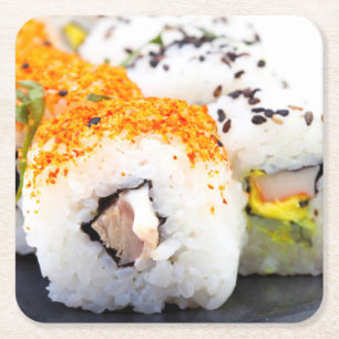 Sushi auf der Platte Rechteckiger Pappuntersetzer
