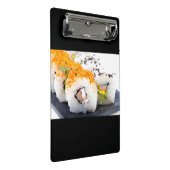 Sushi auf Platte Mini Klemmbrett (Schrägansicht)