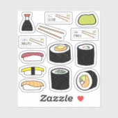Sushi Aufkleber Blatt Set Niedlich Food Illustrati (Blatt)