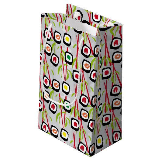 Sushi Background Kleine Geschenktüte (Rückseite Schrägansicht)