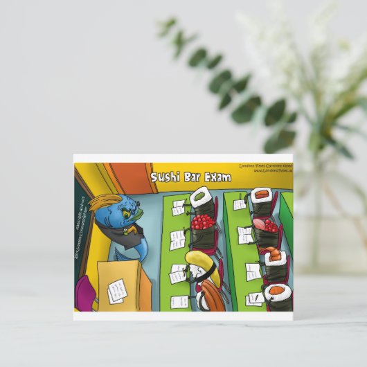 Sushi Bar Exam Funny T-Shirts Tasse Geschenke etc. Postkarte (Stehend Vorderseite)