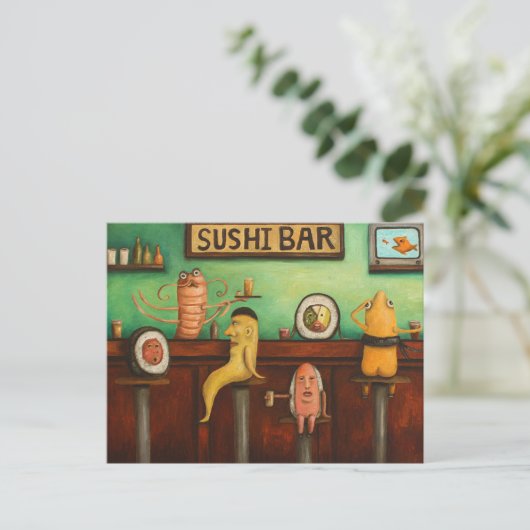 Sushi Bar Postkarte (Stehend Vorderseite)