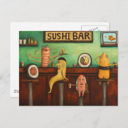 Sushi Bar Postkarte (Vorne/Hinten)