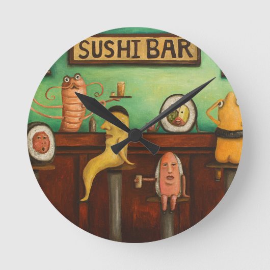 Sushi Bar Runde Wanduhr (Vorderseite)