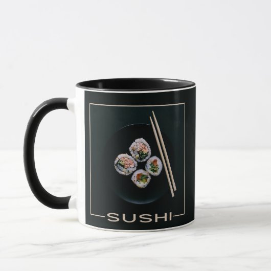 Sushi-benutzerdefinierte Monogramm-Tasse Tasse (Links)
