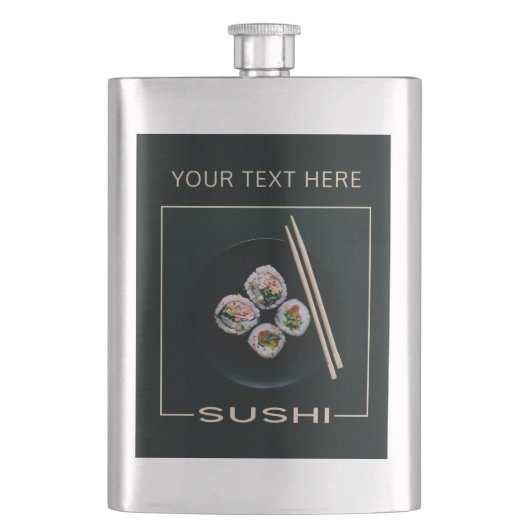 SUSHI-benutzerdefinierte Textflasche Flachmann (Vorderseite)