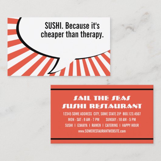 Sushi billiger als Therapie Visitenkarte (Vorne/Hinten)