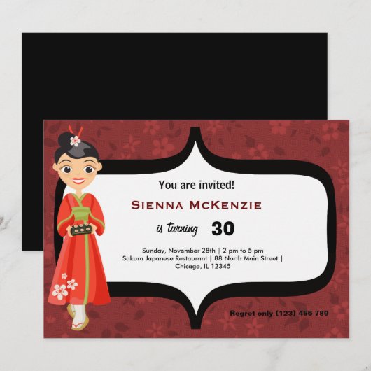 Sushi Birthday Einladung (Vorne/Hinten)