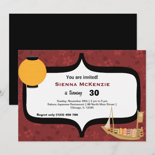 Sushi Birthday Einladung (Vorne/Hinten)