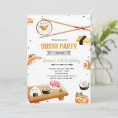 Sushi birthday kid party invitation einladung (Stehend Vorderseite)