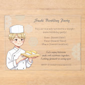 Sushi Birthday Party Invitation with Cute Anime Acryleinladungen (Vorderseite)