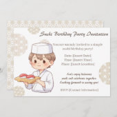 Sushi Birthday Party Invitation with Cute Anime  Einladung (Vorne/Hinten)