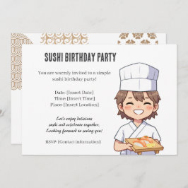 Sushi Birthday Party Invitation with Cute Anime Einladung