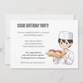 Sushi Birthday Party Invitation with Cute Anime  Einladung (Vorderseite)