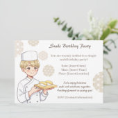 Sushi Birthday Party Invitation with Cute Anime Einladung (Stehend Vorderseite)