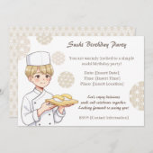 Sushi Birthday Party Invitation with Cute Anime Einladung (Vorne/Hinten)