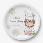 Sushi Birthday Party Invitation with Cute Anime  Pappteller (Vorderseite)