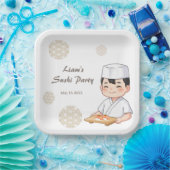 Sushi Birthday Party Invitation with Cute Anime Pappteller (Party)