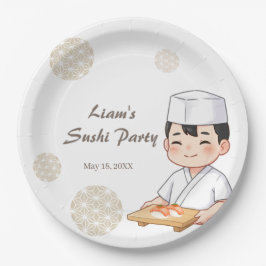Sushi Birthday Party Invitation with Cute Anime Pappteller