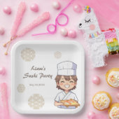 Sushi Birthday Party Invitation with Cute Anime  Pappteller (Party)