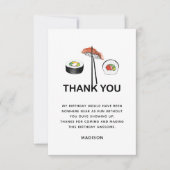 Sushi Birthday Party Moderne Personalisiert Dankeskarte (Vorderseite)