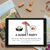 Sushi Birthday Party Modernes, einfaches Elegant Einladung