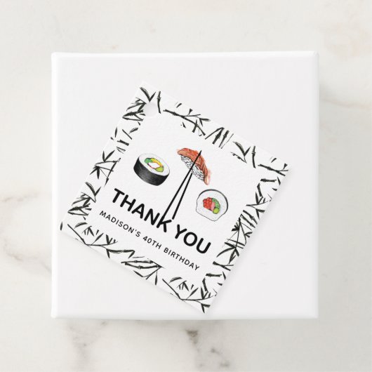 Sushi Birthday Personalisiert Schwarz-weiß Geschenkanhänger (Beispiel)