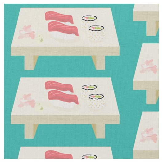 Sushi Board Muster Aquamarin Stoff (Nahaufnahme)