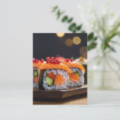 Sushi Bokeh Postkarte (Stehend Vorderseite)