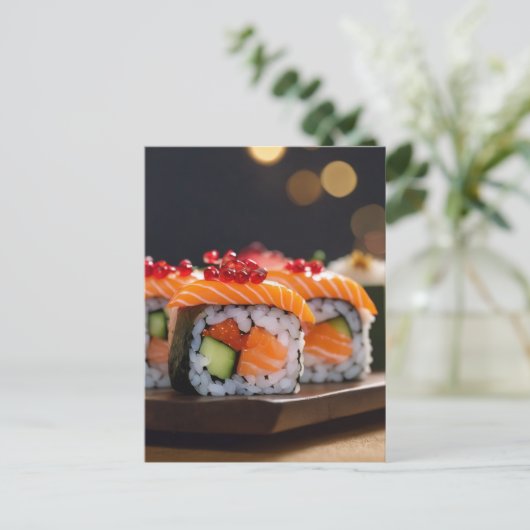 Sushi Bokeh Postkarte (Stehend Vorderseite)