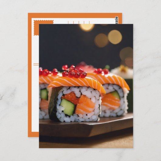 Sushi Bokeh Postkarte (Vorne/Hinten)
